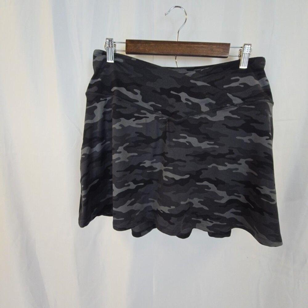Maurices Skirt Womens Large Gray Camouflage Jersey Knit Flare Short Stretch